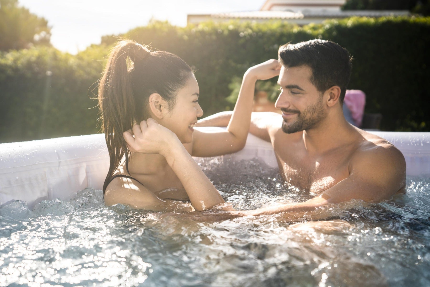 Square hot tub for couples