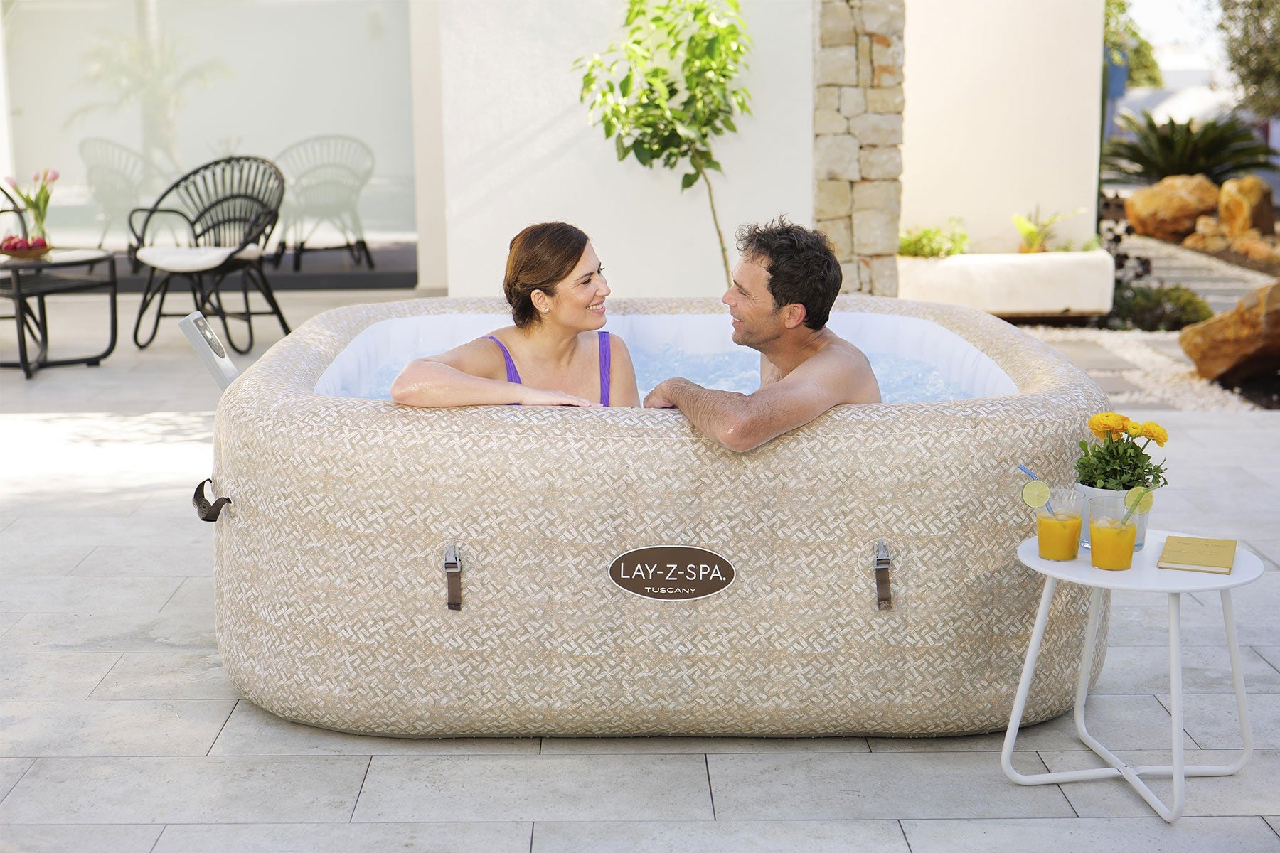 Large square Lay-Z-Spa inflatable hot tub
