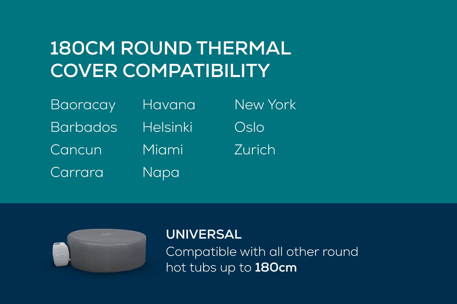 Round Thermal Hot Tub Cover - Small 180cm x 66cm