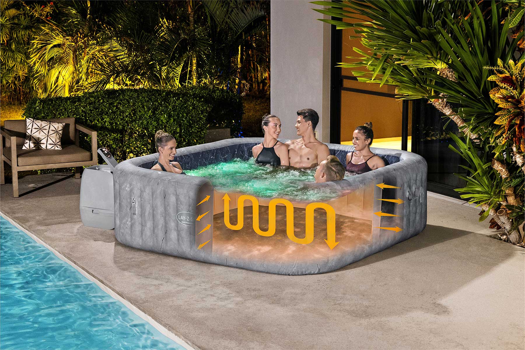 Energy-efficient lay-z-spa san francisco hot tub with thermal insulation 