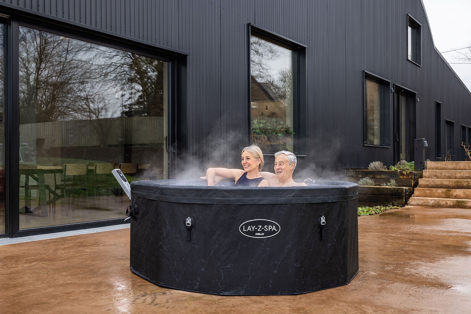 black Lay Z Spa hot tub for winter