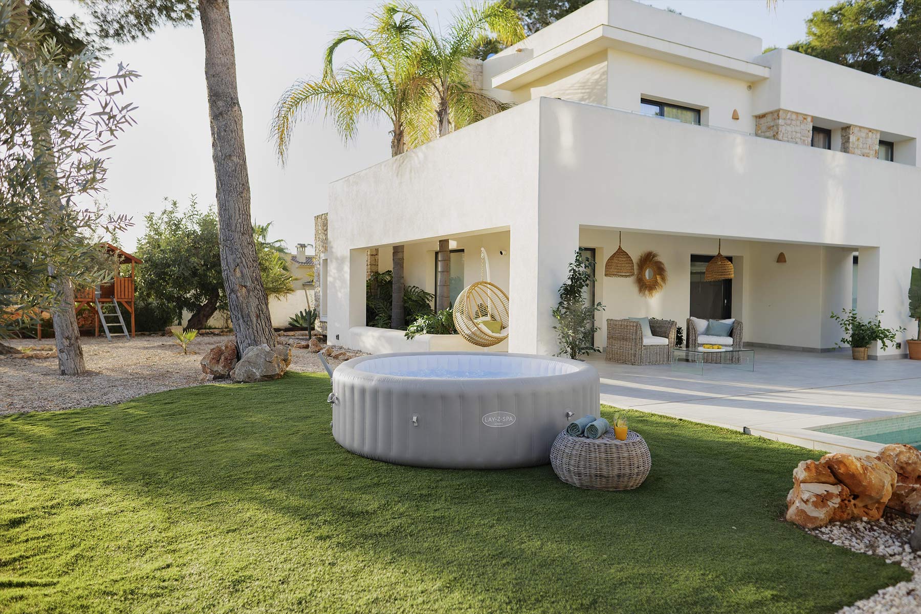 Light grey inflatable hot tub 