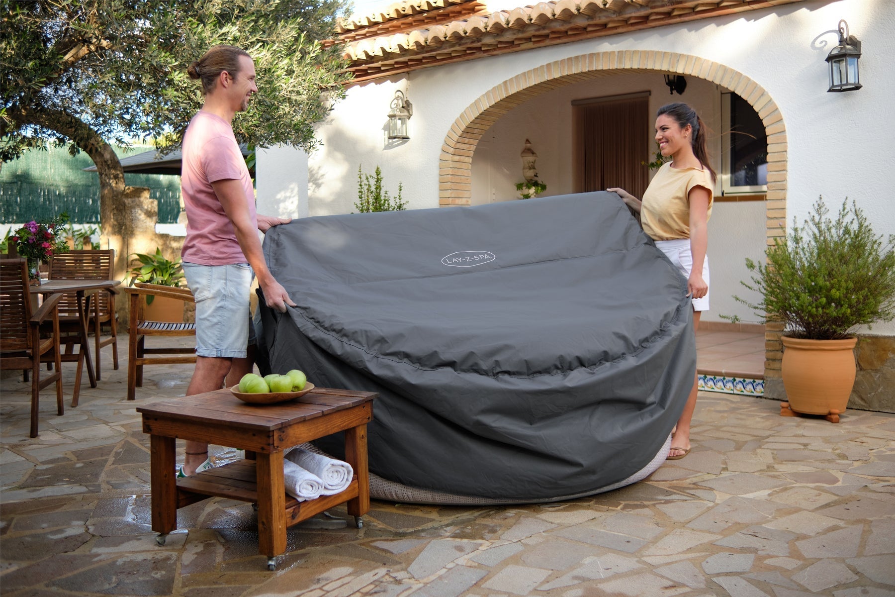 large lay z spa round hot tub thermal cover for Santorini